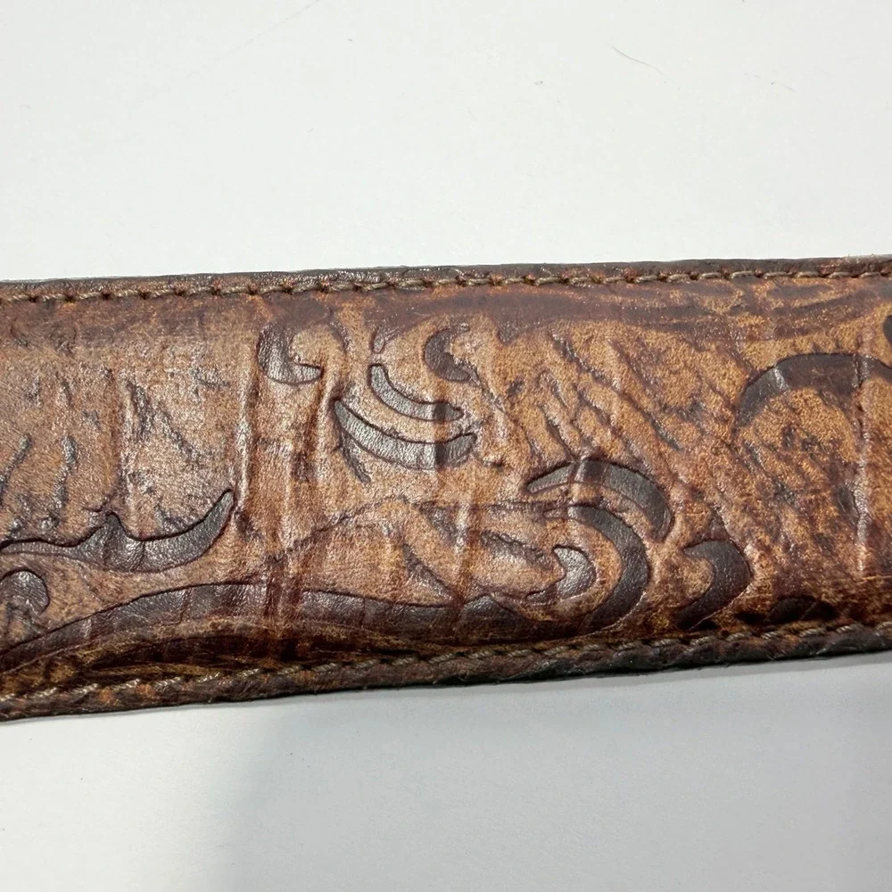 Justin Mens Brown Floral Tooled Top Grain Cowhide Leather Western Belt Blank 38